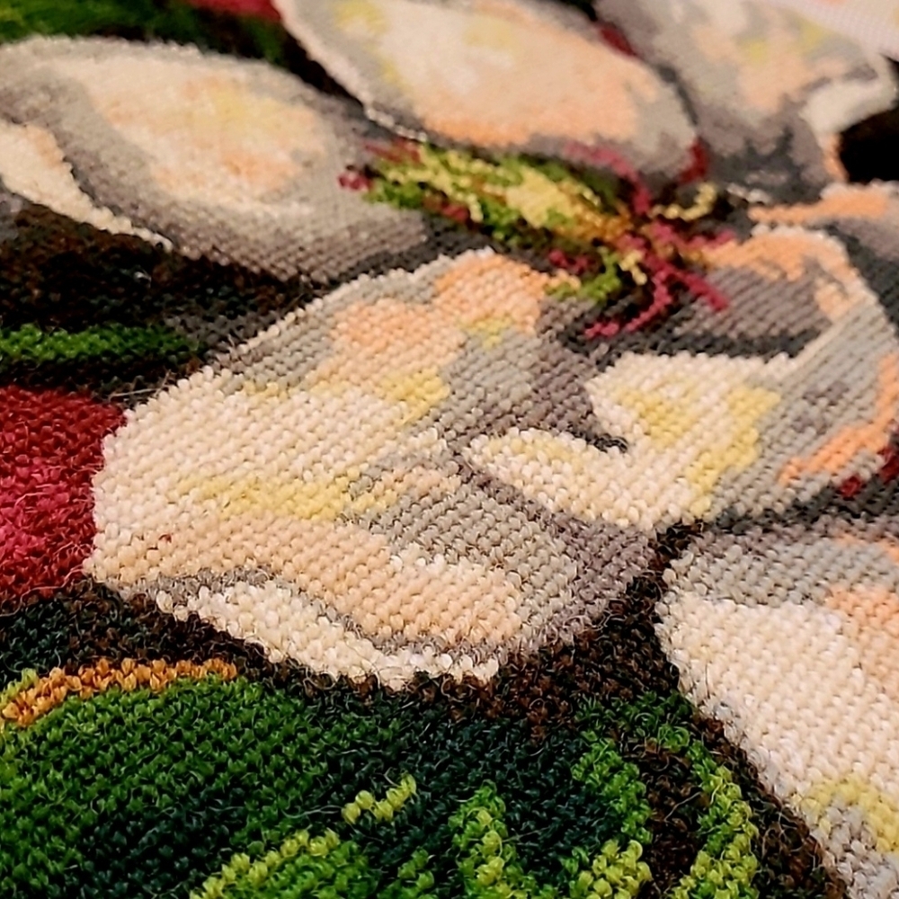 Vibrant Floral Needlepoint Art - Picture 2 of 5